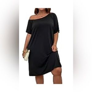 One shoulder black dress